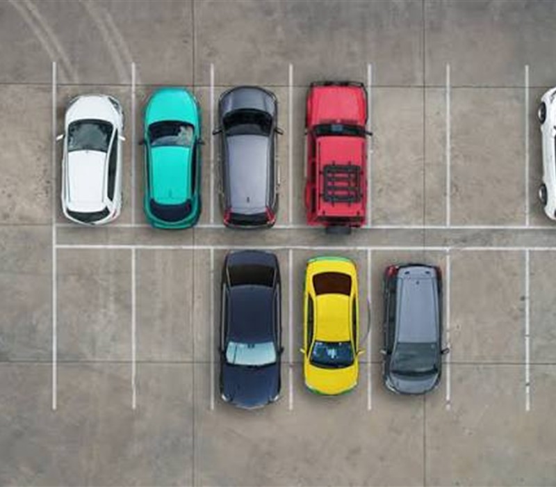 Aerial view of occupied parking bays for a parking survey